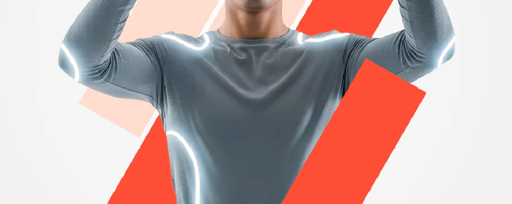 Persona usando visor de realidad virtual como referencia al arte contemporáneo y la relación entre arte, tecnología y cultura